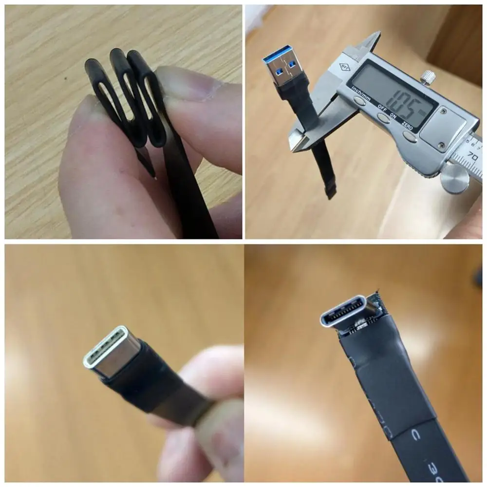 Плоский Удлинительный кабель USB 3 1 типа C к type 10 Гбит/с складной 90 градусов мужской