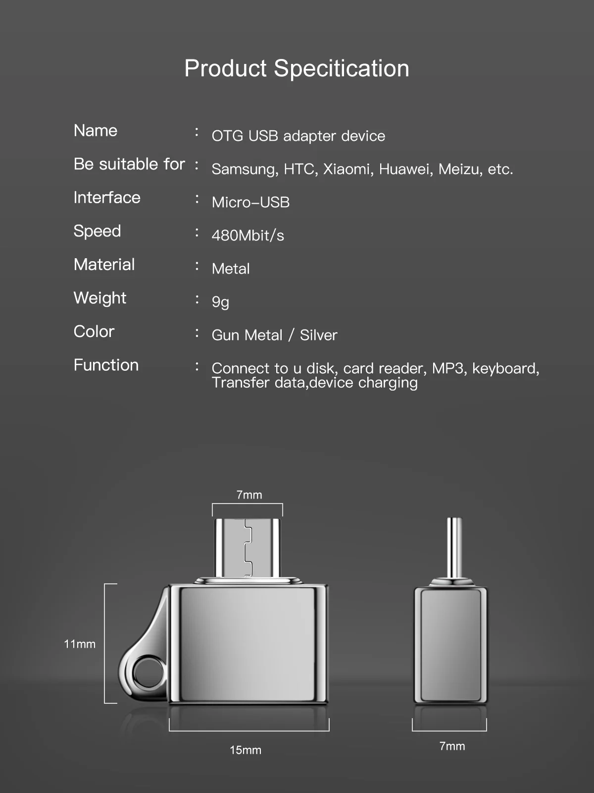 FONKEN Micro USB OTG адаптер USB флэш-накопитель OTG штекер type-A кабель конвертер для Android телефона зарядный разъем