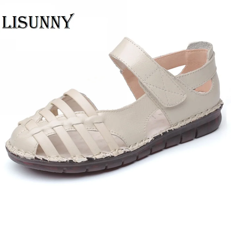 Сандалии женские из натуральной кожи босоножки на плоской подошве ручная работа