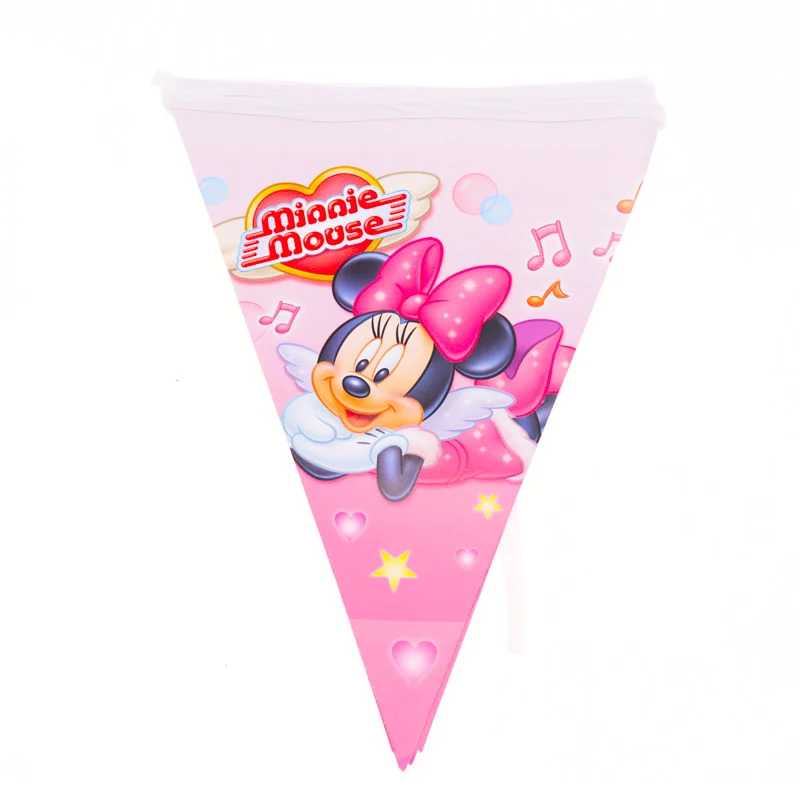 1set banner Бумажные тарелки и Соломки с изображением Минни Маус, украшения для торта на день рождения, праздничные украшения для девочек, вечерние принадлежности для душа, свадебные приглашения - Цвет: 1set banner