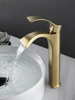 brushed gold bathroom basin soild brass faucets hot cold lavatory sink mixer crane tap single handle deck mounted new arrival