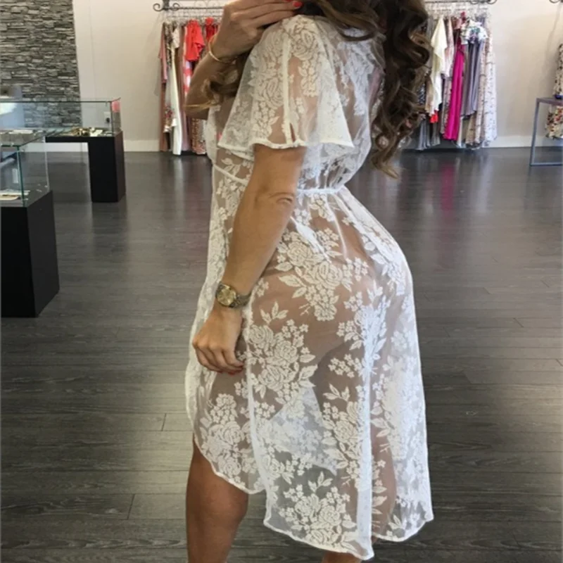 

Sexy Long Lace Sexy Beach Cover Up Swim Dress Women Beach Dress Bikini Cover Up Swimwear Women Cover-up Bikini Swimsuit Cover