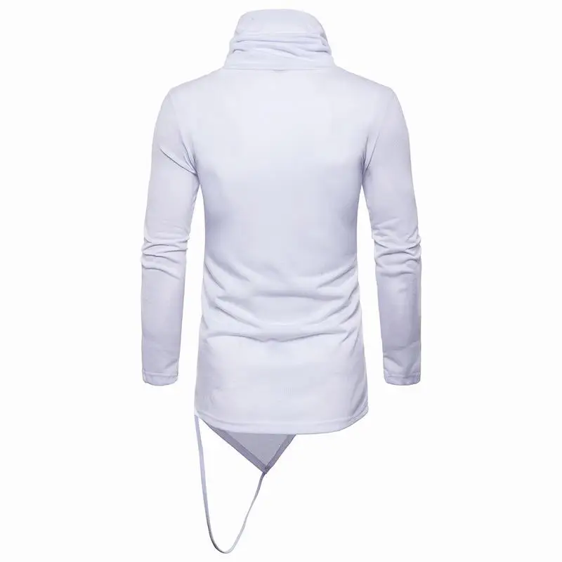 Новое поступление Мужская футболка с воротником Хомутом длинная Асимметричная