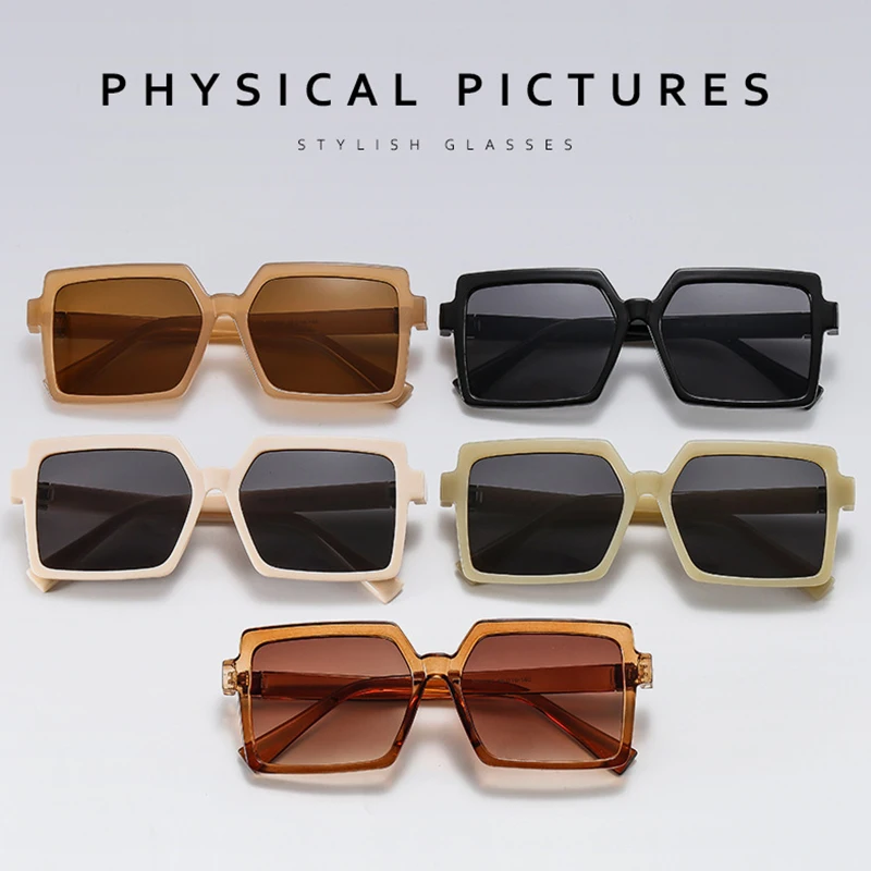 

Vintage Oversize Square Sunglasses Women Luxury Brand Big Frame Women Sun Glasses Jelly Colors Male Female Glasses Car Accessory