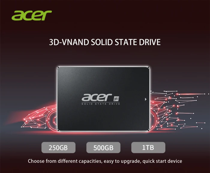 Acer gti ASN9A0/9B0/9C0 Внутренний твердотельный диск 1 ТБ/500 Гб/250 ГБ SSD SATA3 2,5 дюймов для рабочего стола/Тетрадь/Интегрированная машина