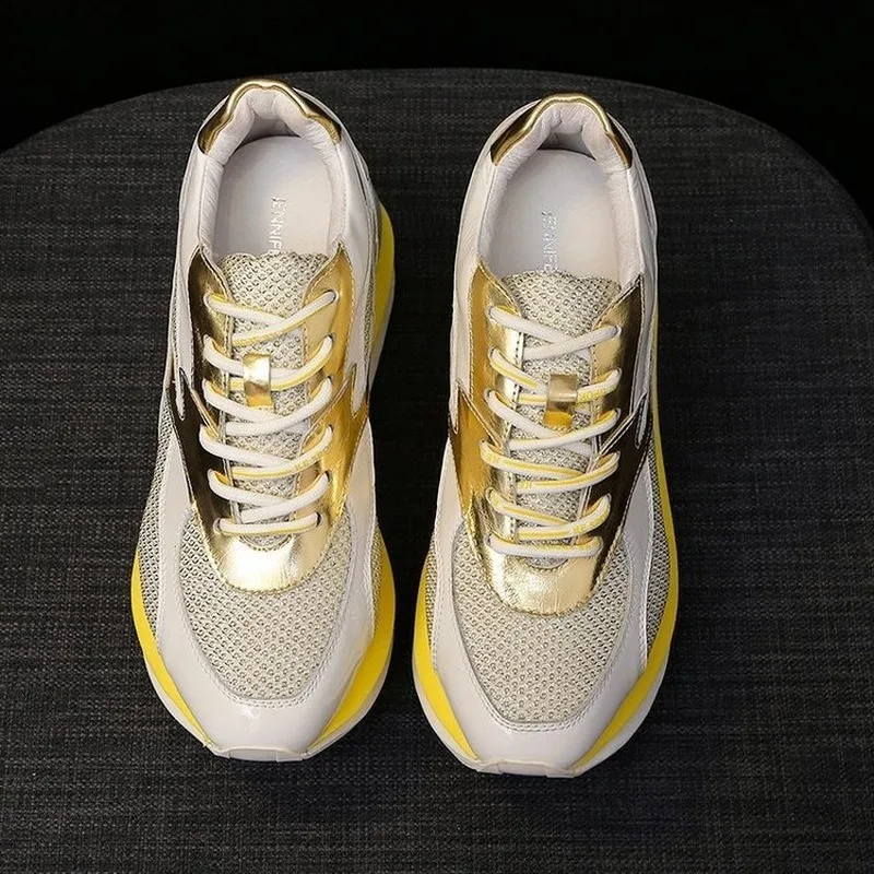 

Women Chunky Sneakers Platform Designers Casual Shoes Woman Fashion Running Trainers Thick Soled Vulcanized Shoes 2021 Spring