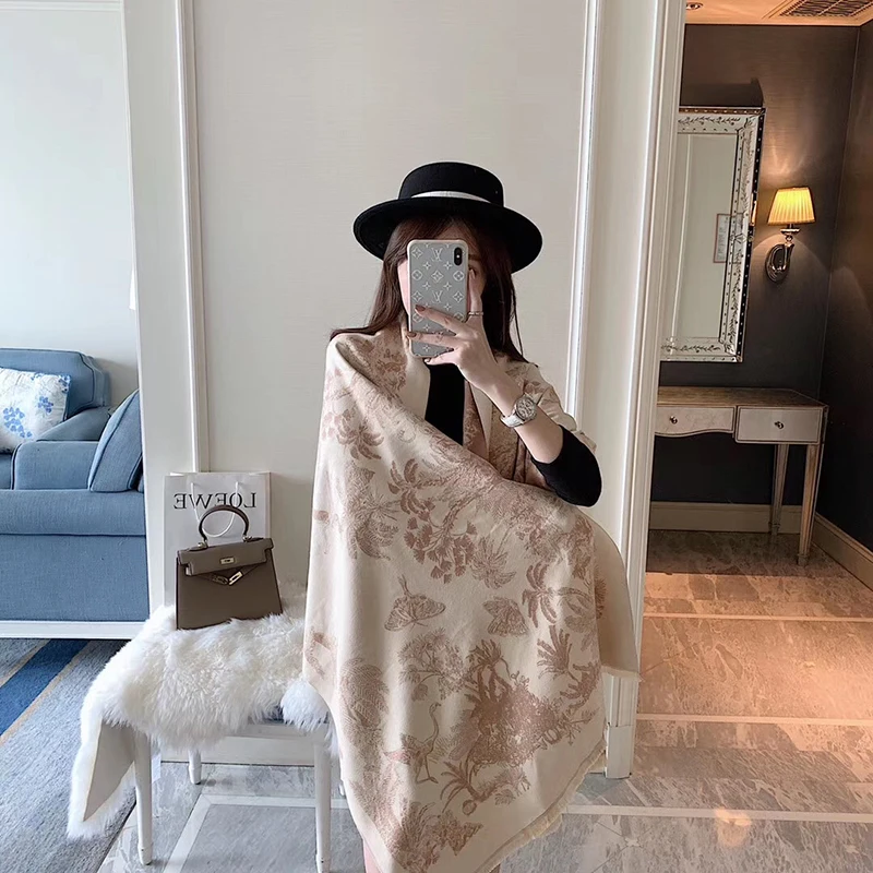 

2020 Luxury brand double-sided scarf women Mrs Winter warm cashmere shawl scarf animal printing soft thin blanket Holiday gifts