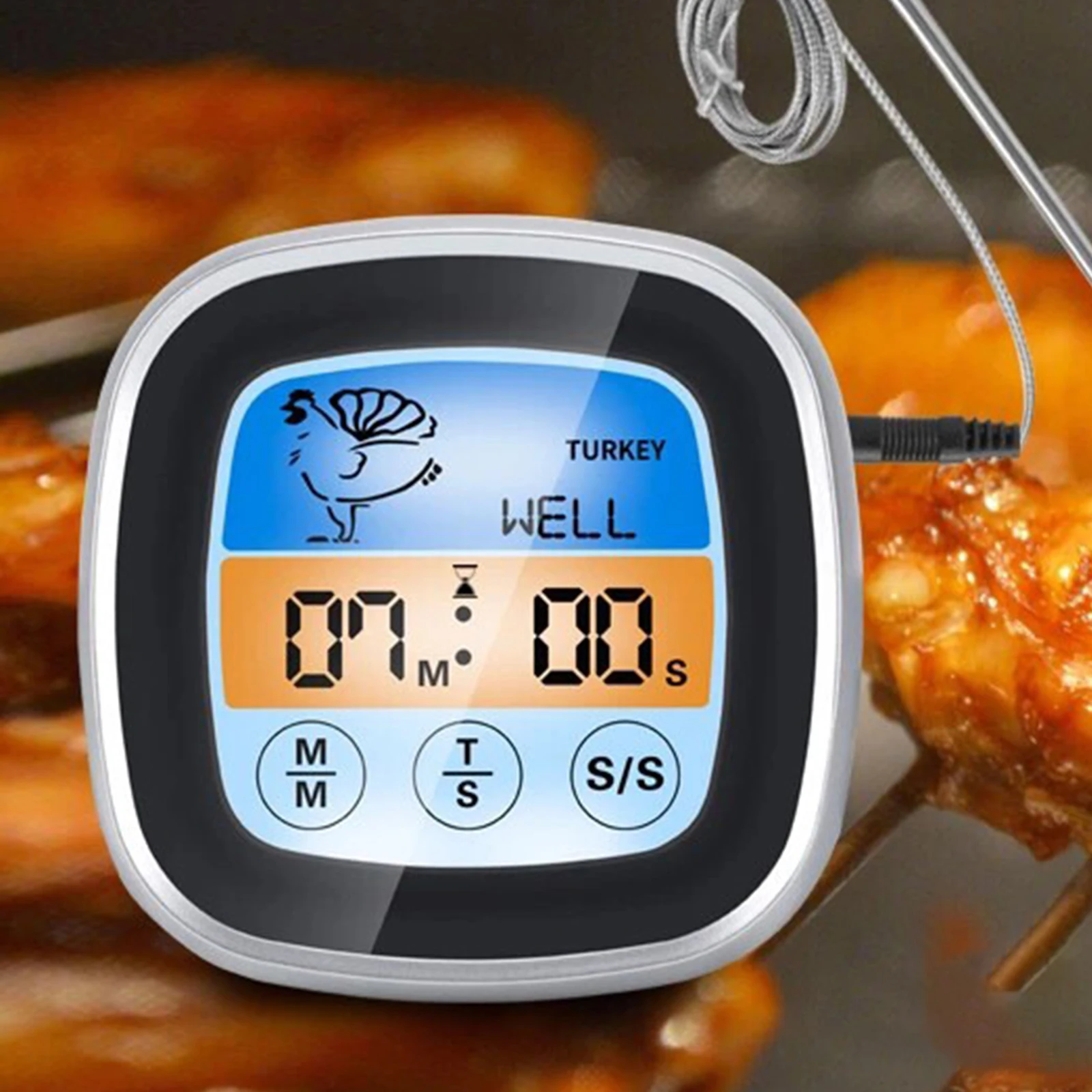 

Цифровой термометр для мяса, пищевой термометр с сенсорным экраном, длинным щупом и подсветкой, для духовки, барбекю