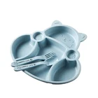 Набор детской посуды, 3 шт.компл., с милой мультяшной кошкой, ложкой и вилкой, MBG0463