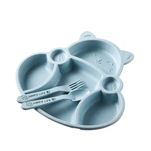 Набор детской посуды, 3 шт.компл., с милой мультяшной кошкой, ложкой и вилкой, MBG0463