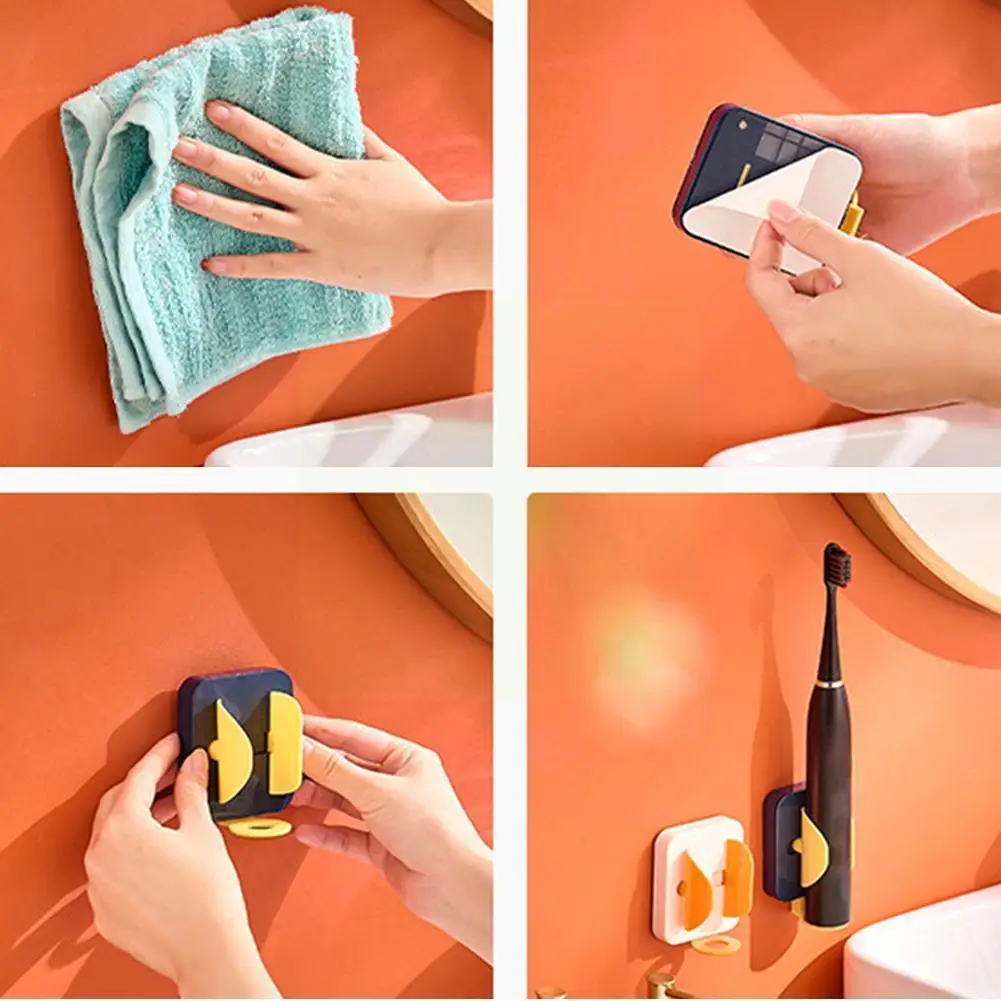 

Electric Toothbrush Holder Wall Mount Elastic Hold Toothbrush Space Saving Protect Wall-Mounted Holder Accessories Bathroom X1H0