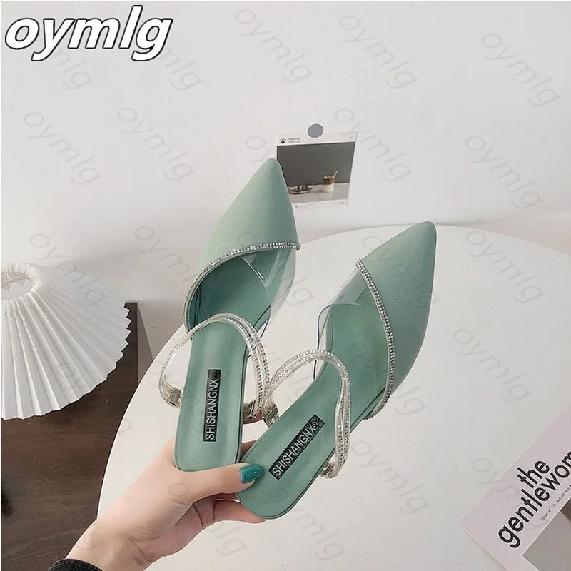 Женские босоножки со стразами черные туфли на неглубоком каблуке с ремешками