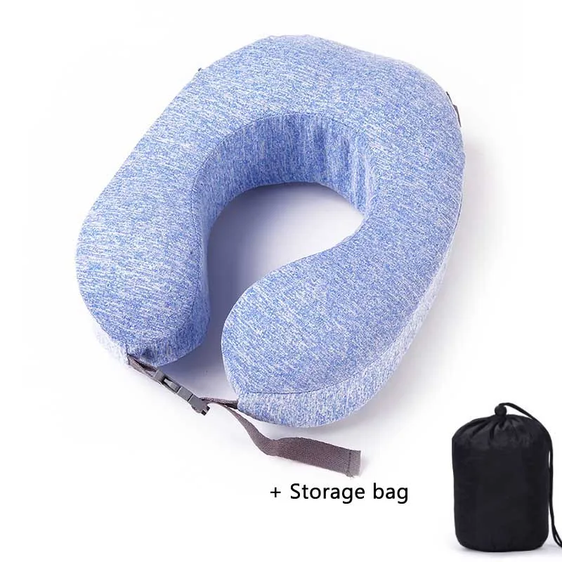blue bag U-образная подушка для поддержки шеи с эффектом памяти, подушка для путешествий, самолет, подголовник для сна, офисные подушки для отдыха - Цвет: blue bag