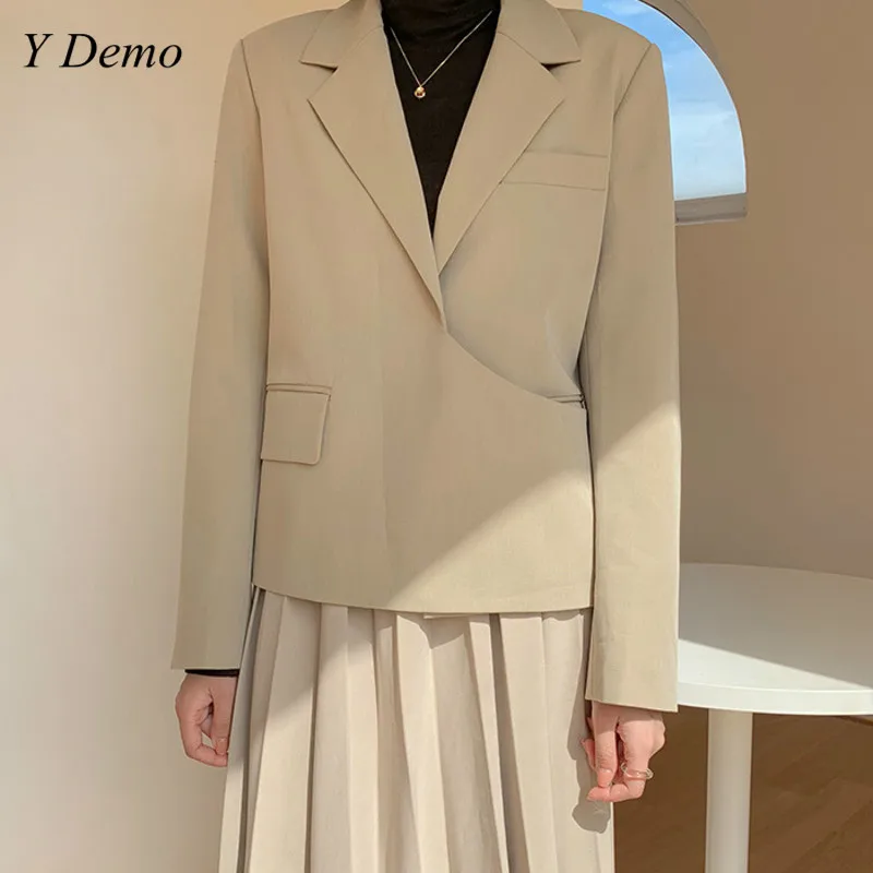Элегантный новый осенний Тонкий Блейзер для женщин с v-образным вырезом на