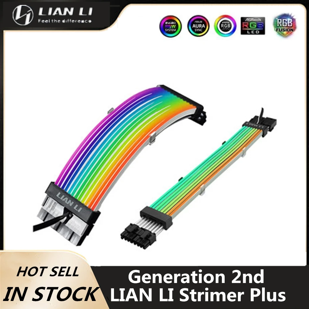 

Комплект удлинительных кабелей LIAN LI Strimer Plus, ATX/GPU, устройство для подключения компьютера к блоку питания, ATX 24PIN,GPU Dual/Triple 8Pin, украшение для ПК