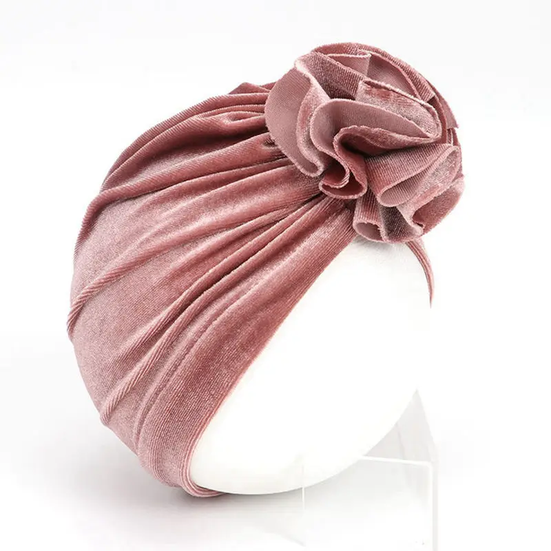 Детская чалма шляпа с цветком дети Топ для новородженных узел Beanie Мягкая вязаная