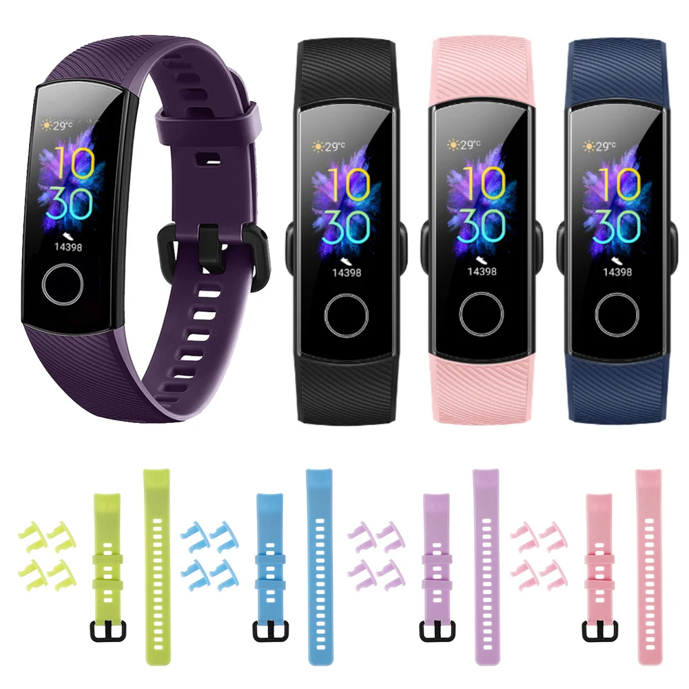 

Soft Silicone Watch Band Colorful Replacement Strap Wristbands Sports Classic Bracelet For Honor Band 5 4
