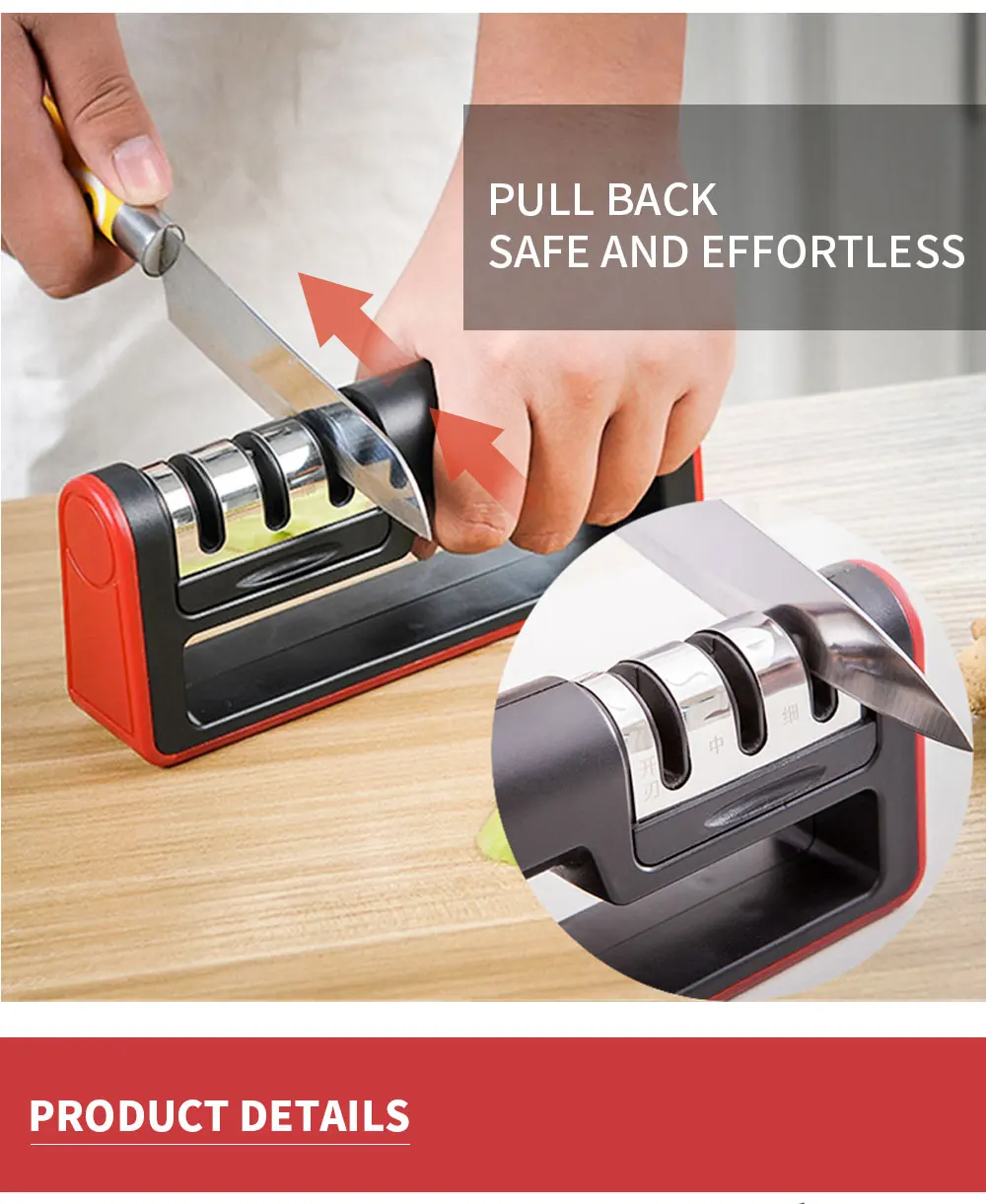 

4-в-1 Керамическая точилка для ножей, кухонных ножей, ножниц, ножниц, инструменты для заточки, с нескользящей основой из нержавеющей стали