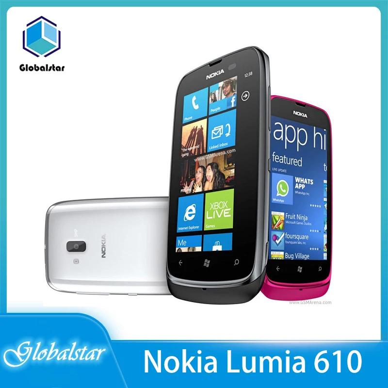 nokia lumia 610 refurbished original unlocked lumia 610 windows mobile phone 8gb camera 5 0mp gps wifi 3g phone free shipping free global shipping