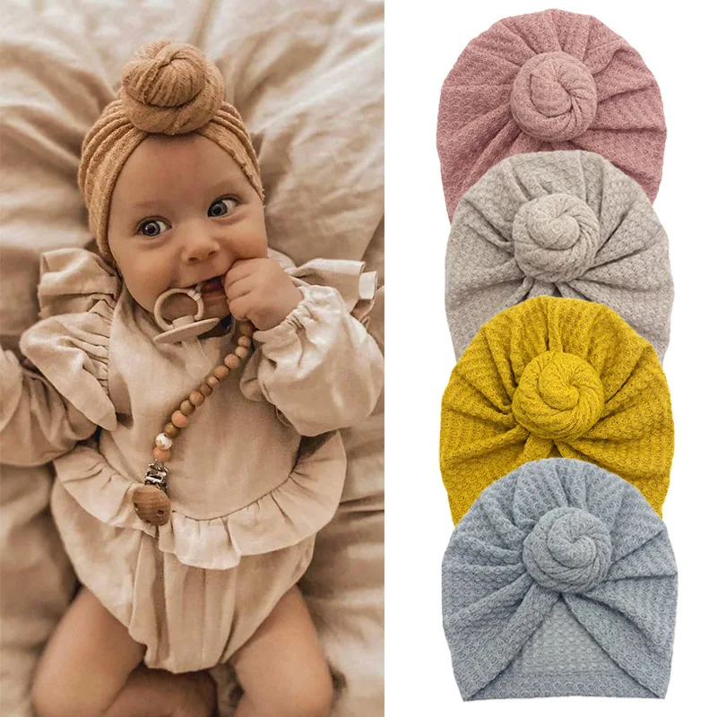 

Toddler Solid Color Knitting Wool Warm Hat Fashion Handmade Knotted Infant Beanie Cap Baby Headwear Hair Accessories Photo Props