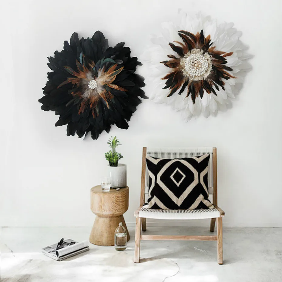 Скандинавский оригинальный Плетеный вручную макраме оболочка перо настенный