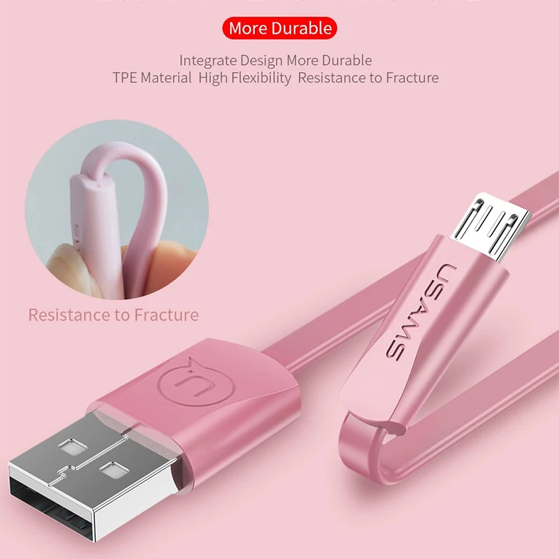 usams 2a fast charging micro usb cable sync data microusb cable for iphone samsung xiaomi huawei android mobile phone data cable free global shipping