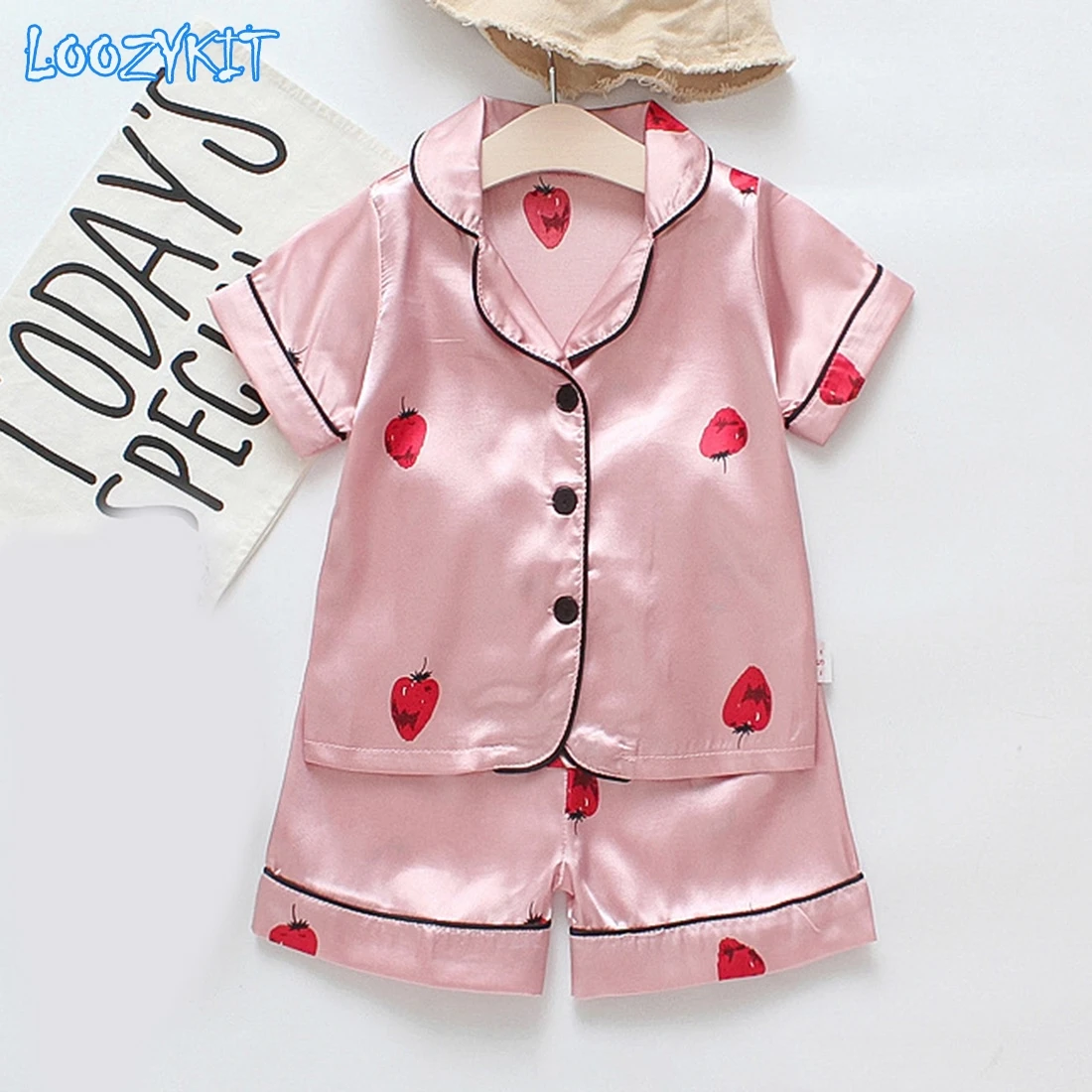 Пижамный комплект детский Шелковый рубашка с коротким рукавом и шорты нижнее