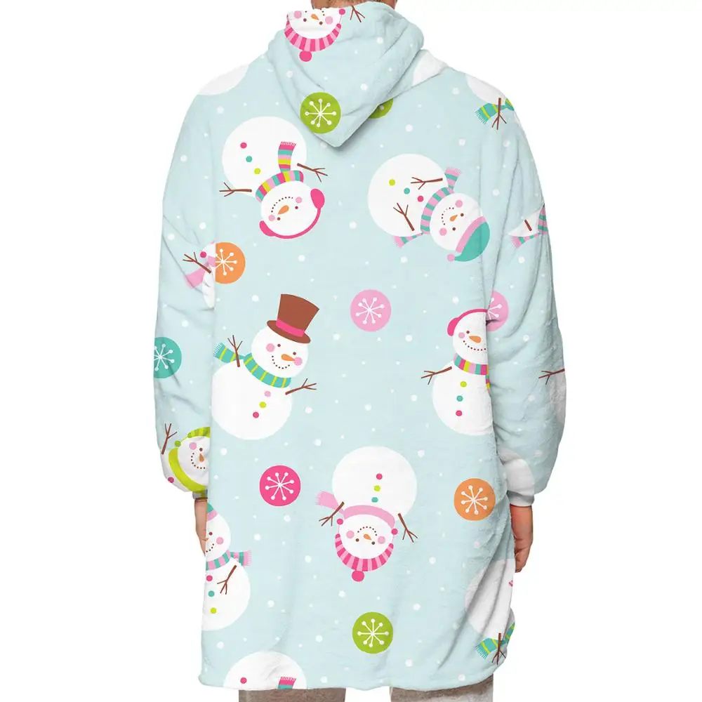 

Drop Shipping Christmas Winter Microfiber Plush Coral Fleece Blanket With Sleeves Soft Warm Outdoor Hoodie Adult Hooded Blankets