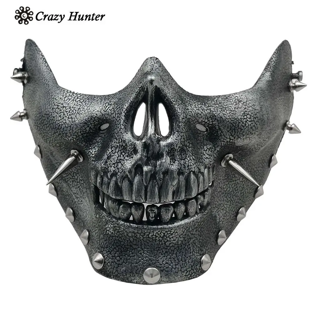 Классная маска в стиле стимпанк Мужская Маскарадная с шипами на половину лица