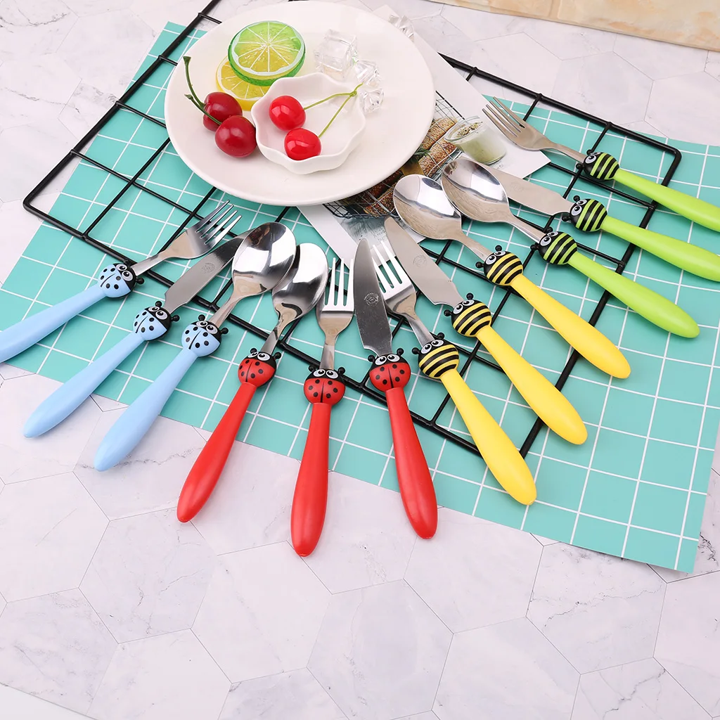 1 набор детская посуда ложка вилка нож из нержавеющей стали|Принадлежности| |