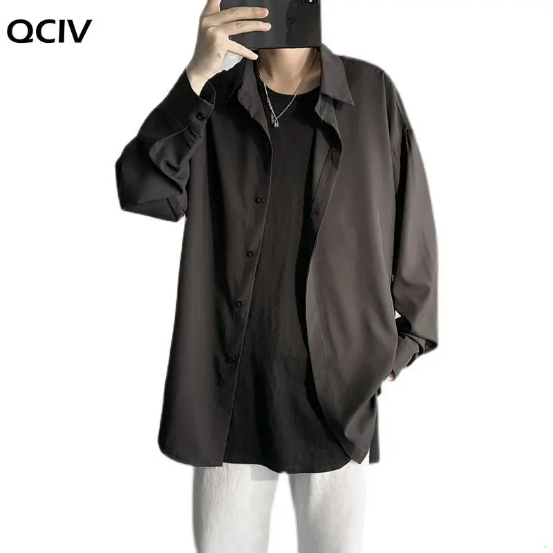 

Spring Dress Shirt Men's Fashion Solid Color Business Casual Shirt Men Streetwear Korean Loose Long Sleeve Shirts Mens M-2XL