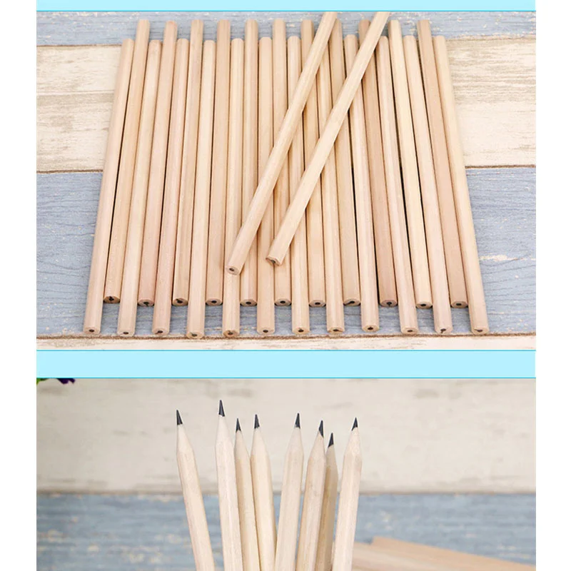 

NEW Students Simple style Blank Nontoxic Environmental wooden pencils Kawaii painting log pens for kids
