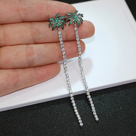 Tree AAA модные асимметричные серьги-кольца, двойное использование, серебряная пряжка с заклепками, ювелирные изделия, CZ Кристаллы, амулеты, динозавр, медведь, серьги для женщин - Окраска металла: Tree