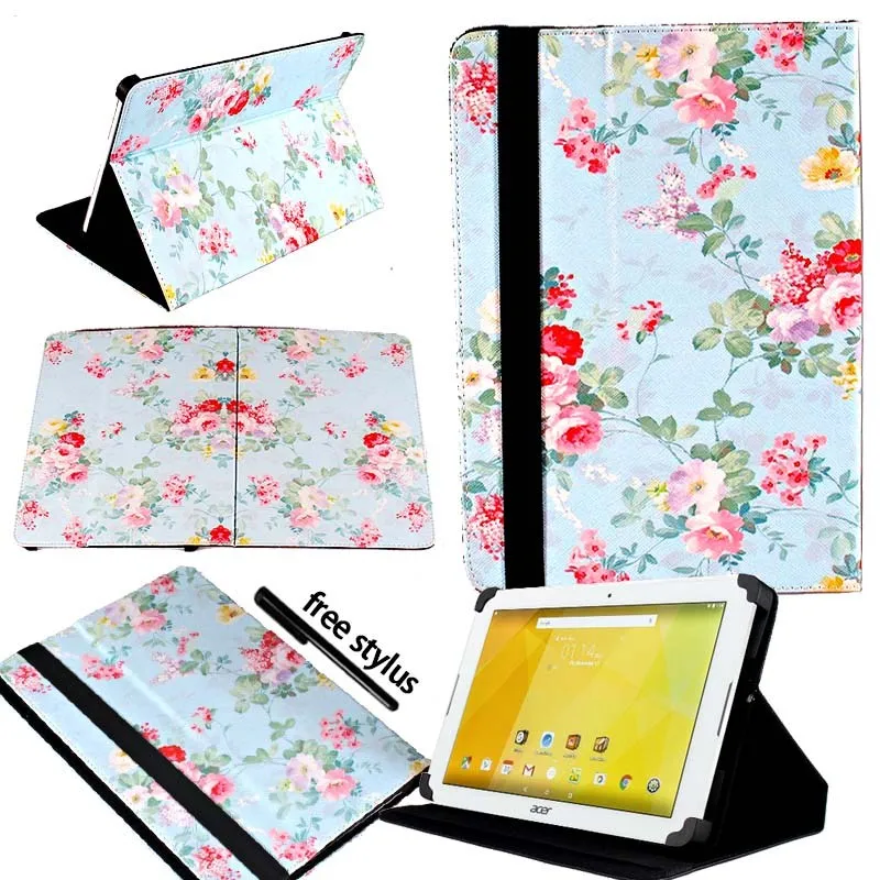 Blue Floral KK&LL для acer Iconia One 10 B3-10 B3-A20 A30 A40 A40FHD A50 A50FHD-кожаный чехол-подставка для планшета+ Бесплатный стилус - Цвет: Blue Floral