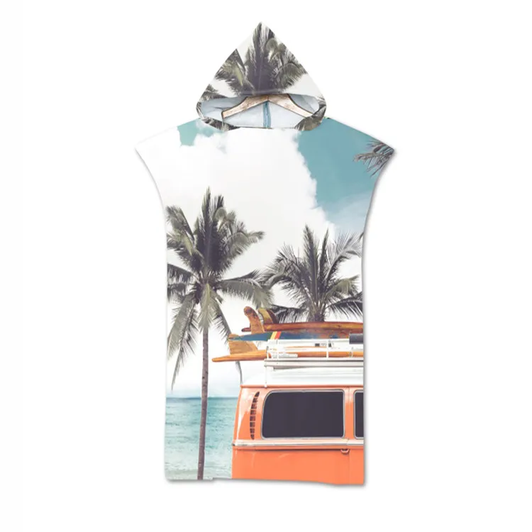 Summer Holiday Microfiber Hooded Bath Beach Towel Changing Robe Poncho Surf for Swimming Outdooor Bathrobe | Спорт и развлечения