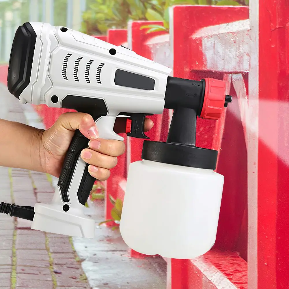 800W Electric Spray Gun Household Paint Sprayer Flow Control Airbrush Sizes 1000ml HVLP For Home Walls Ceilings Easy Spraying high power spray device household electric paint sprayer hand held sprayer for easy spraying and cleaning mjj88