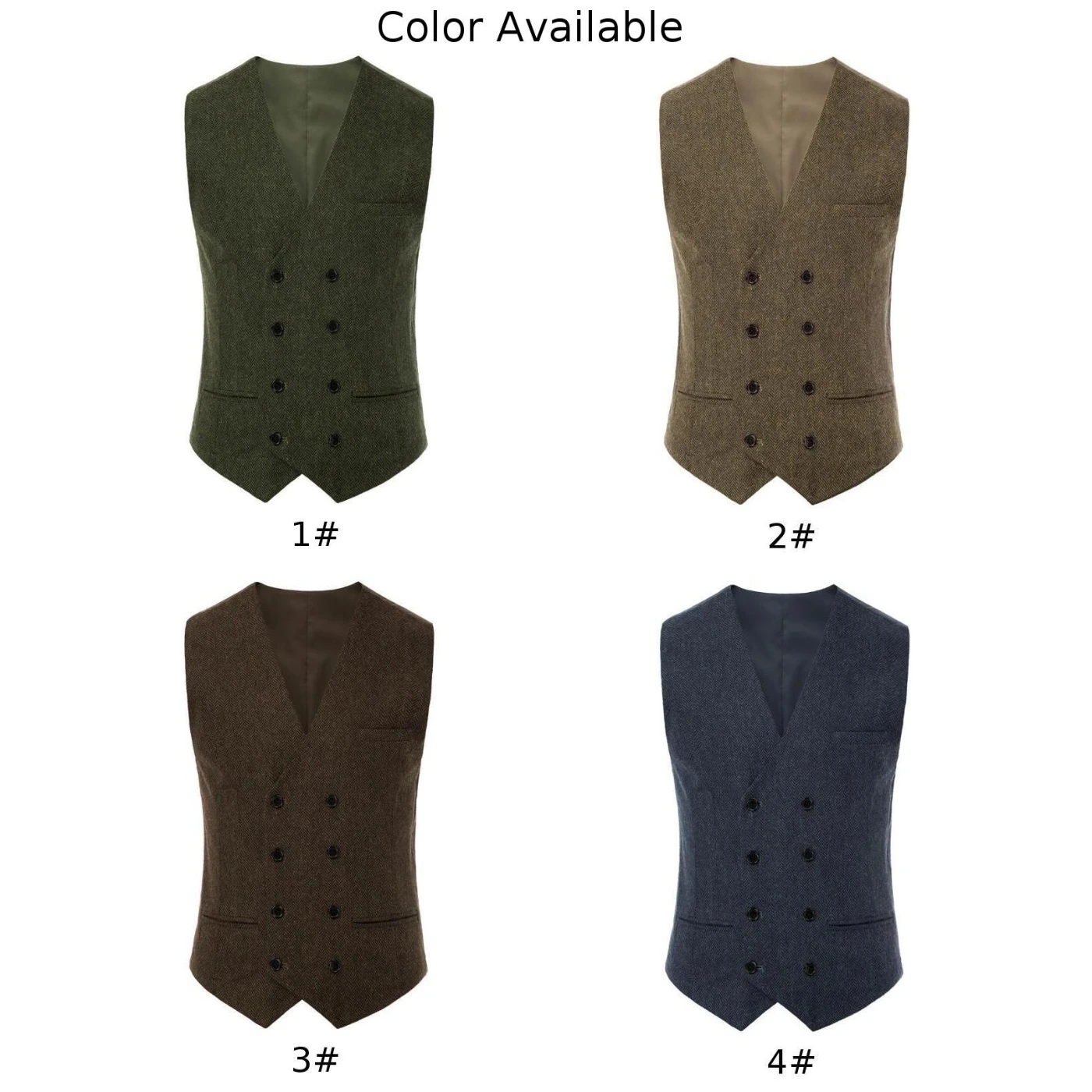 

Clothes Men's Double-Breasted Vest Coat Vintage Waistcoat V-Neck Handkerchief Hem Stylish Fashion Pure Color Party Evening New