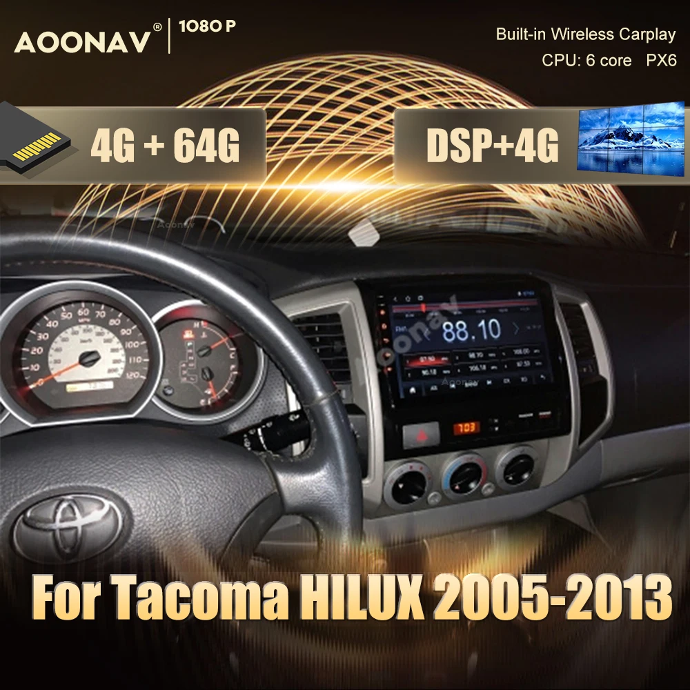 

Автомобильный мультимедийный плеер, 2 din, Android, GPS, радио, для TOYOTA Tacoma HILUX 2005-2013, GPS-навигация, Авторадио, Google carplay