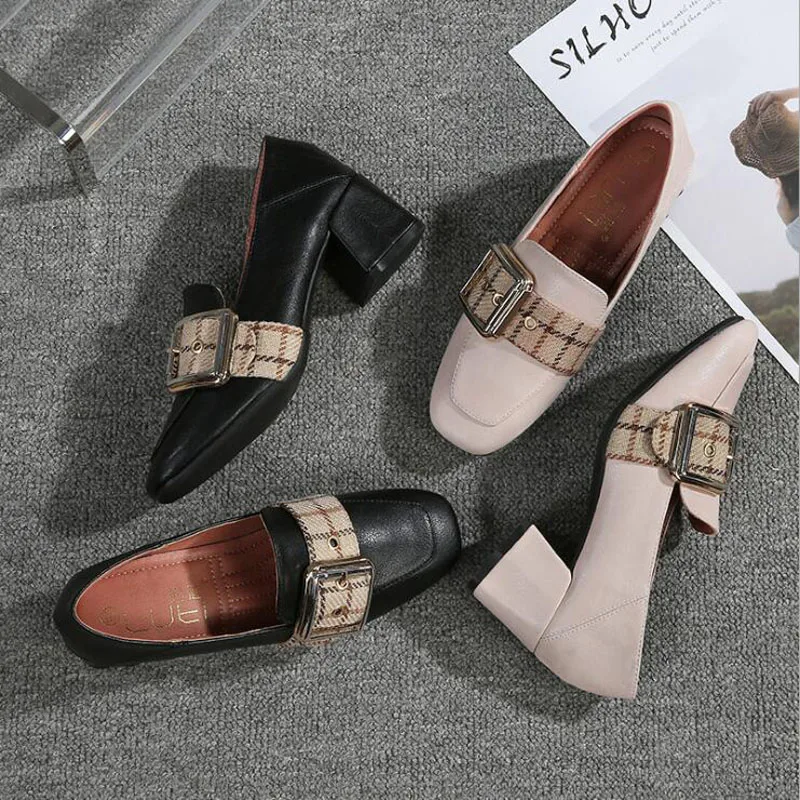 

New spring autumn casual high-heeled shoes sexy thick heels platform pumps Black White Size