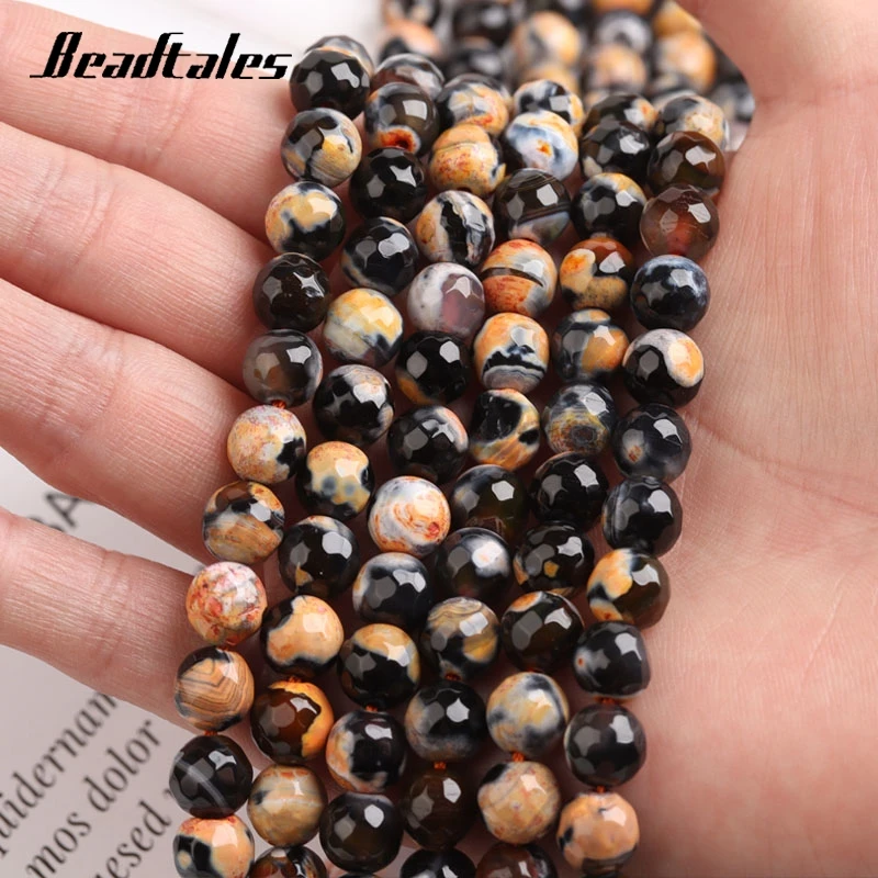 

Round Spot Agate Natural Stone Beads Charms Loose Spacer Beads For Jewelry Making DIY Bracelets Necklace 15''Strand 8mm