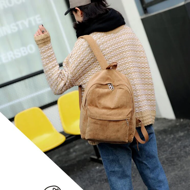 Женский вельветовый рюкзак из мягкой ткани для подростков повседневный в
