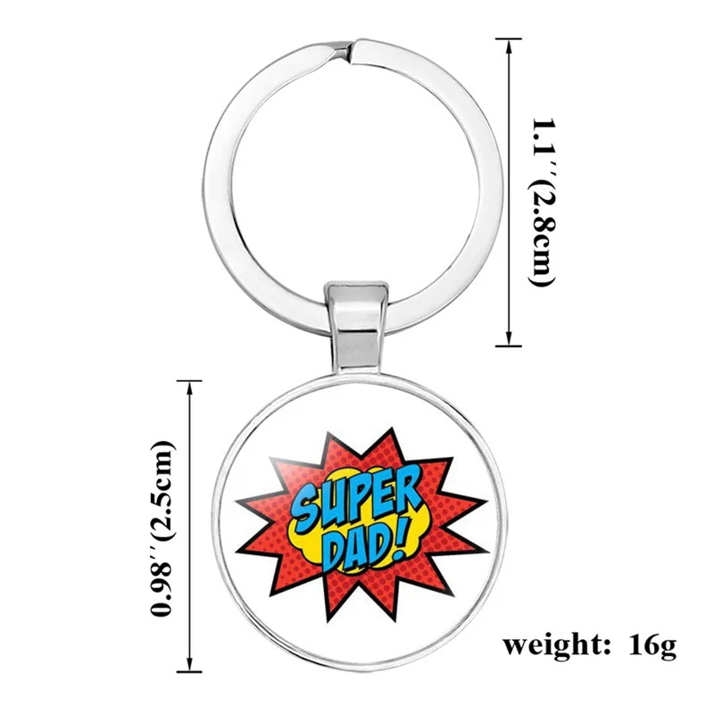 

1PCS Father's Day Cute Keychain I Love My Papa Funny Pattern Crystal Round Key Chain Keyring Gifts