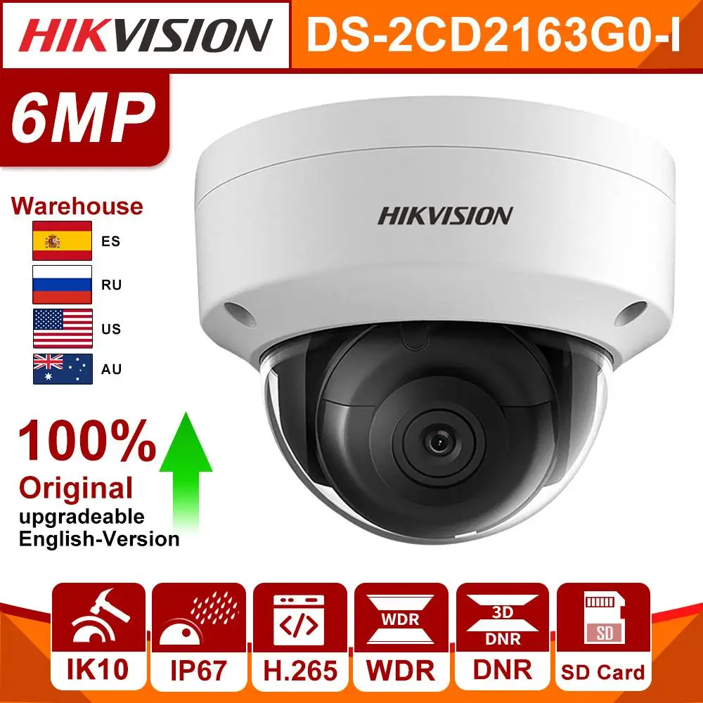 Hikvision оригинальная 6mp CCTV купольная фиксированная камера DS 2CD2163G0 I сетевая мини H.265