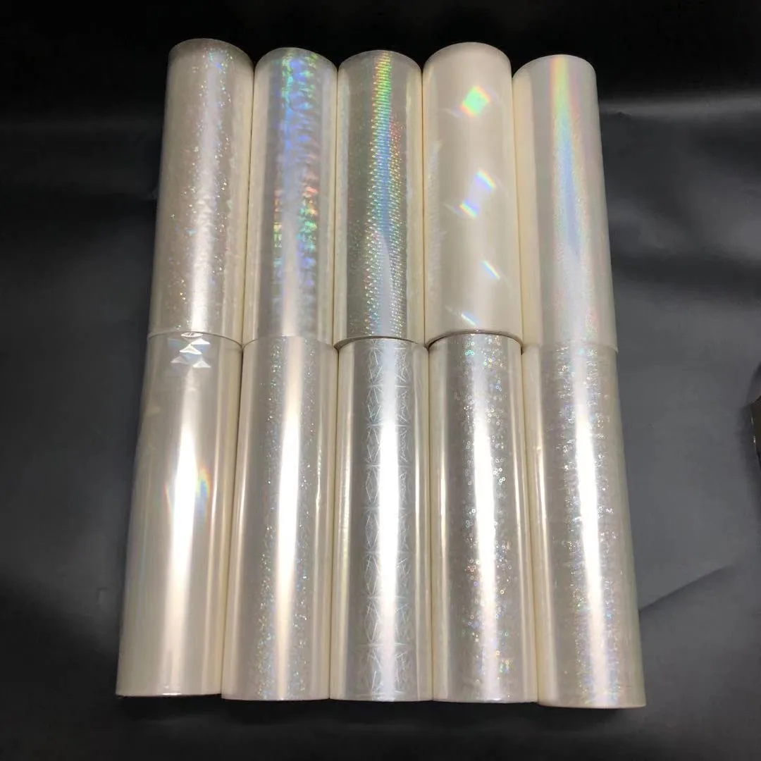 Rollos de papel de aluminio hologr&aacute;fico transparente para impresora l&aacute;ser, rollo de papel de manualidades de tarjeta de transferencia de calor de 120M, 21cm de ancho-0