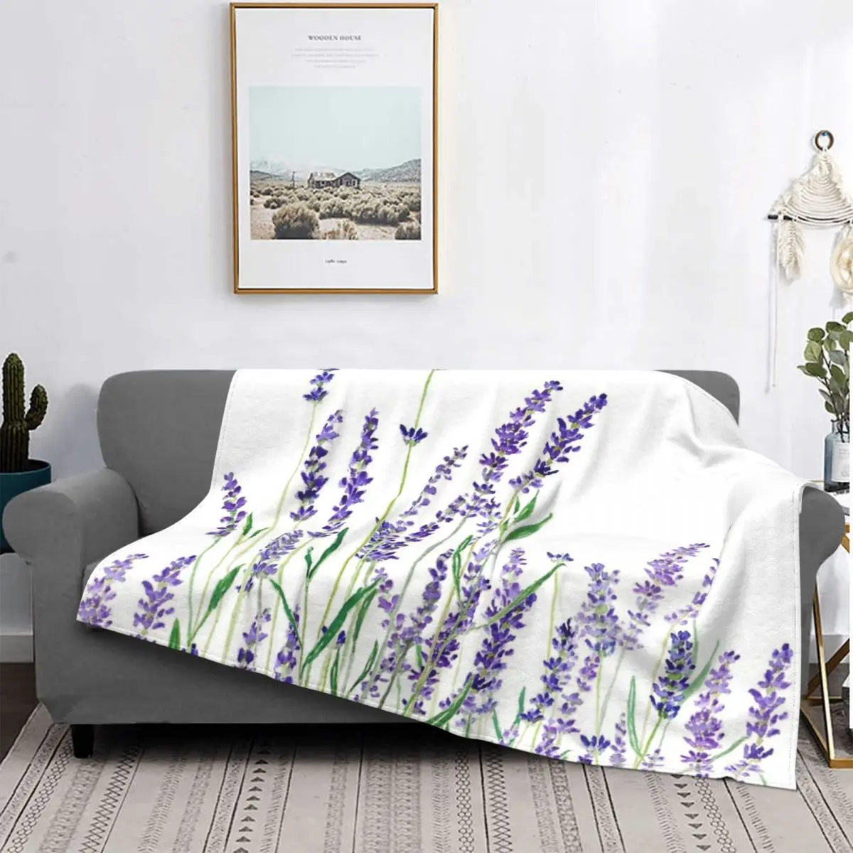 

Manta de lavanda púpura para cama, a cuadros para sofra colcha, manta con capucha, colcha para cama