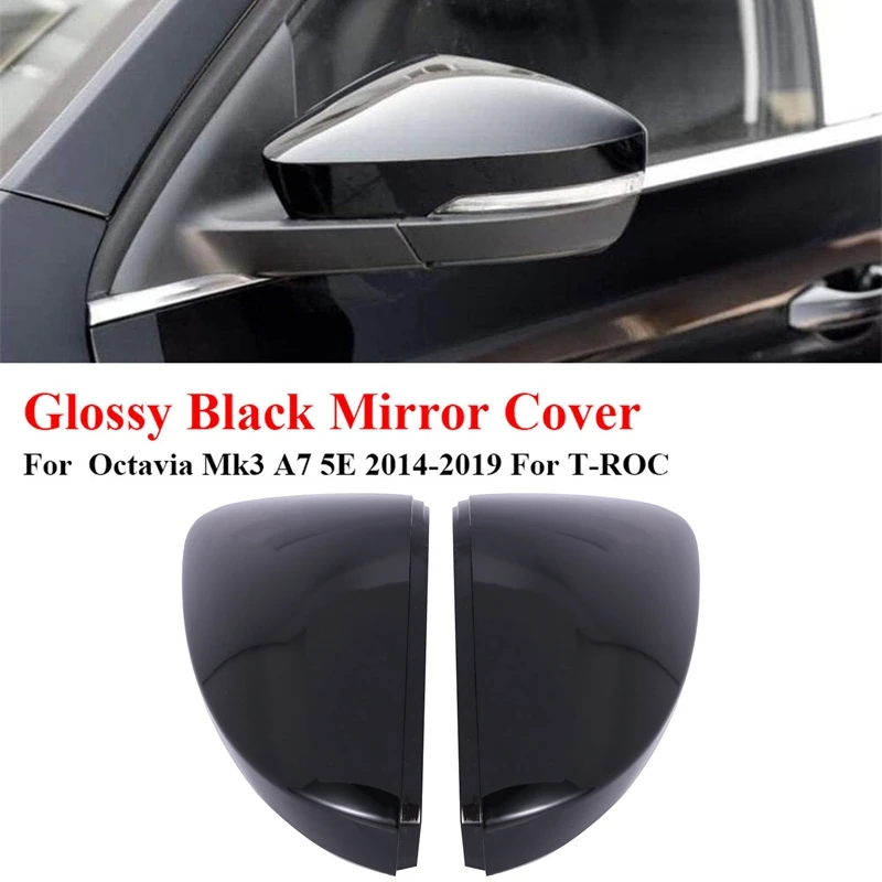 

Глянцевые черные чехлы для автомобильных зеркал заднего вида, крышки для боковых крыльев зеркал для Skoda Octavia Mk3 A7 5E 2014-2019 для фотографий