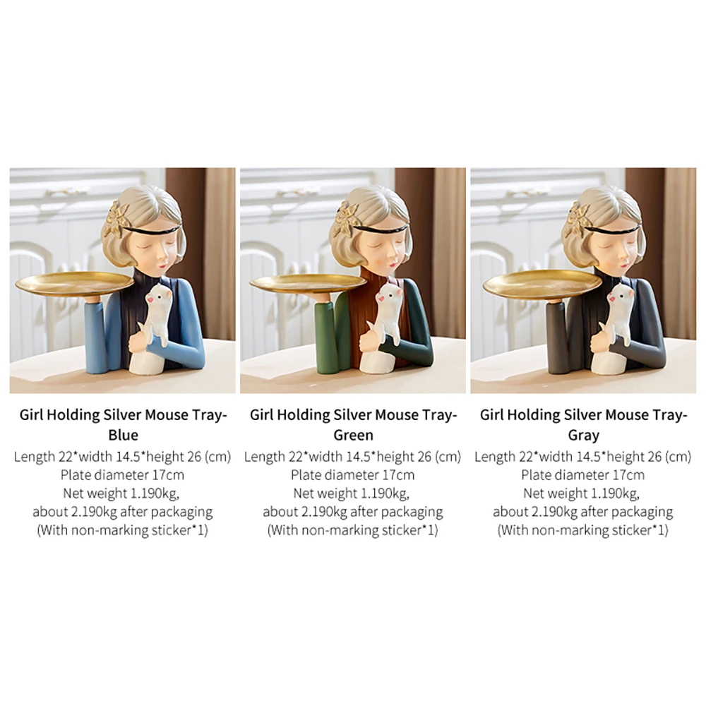 

Nordic Girl Sculpture Fruit Tray Modern Home Decor Fruit Candy Storage Metal Tray Living Room Bedroom Home Decor Accessories