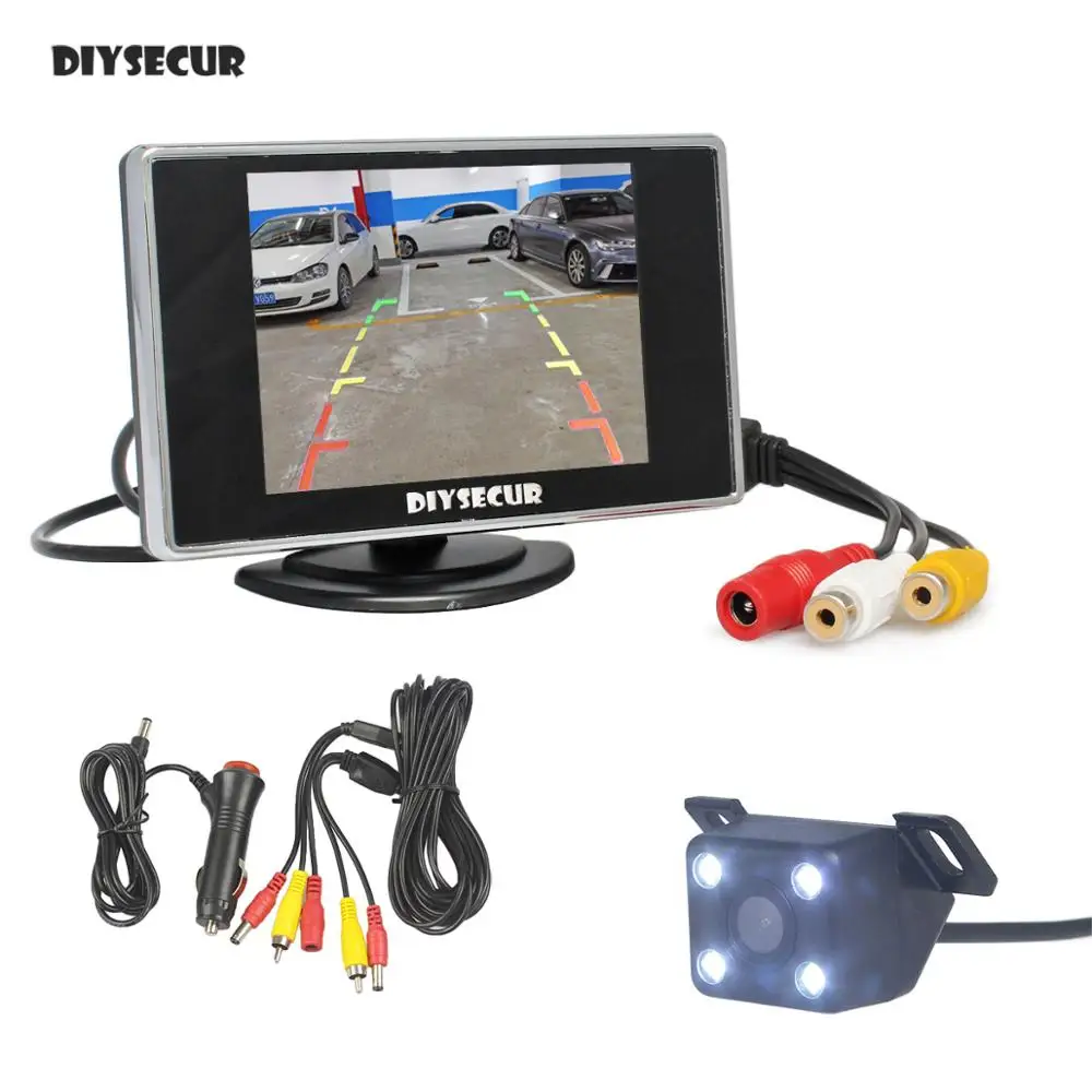 

DIYSECUR 3.5 Inch Car Monitor Reverse Rear View Backup Camera Auto Parking Assistance Waterproof Night Vision Parking System
