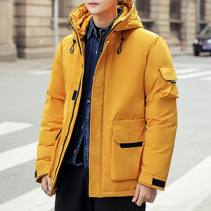 Мужская зимняя куртка на утином пуху теплая уличная одежда в японском стиле