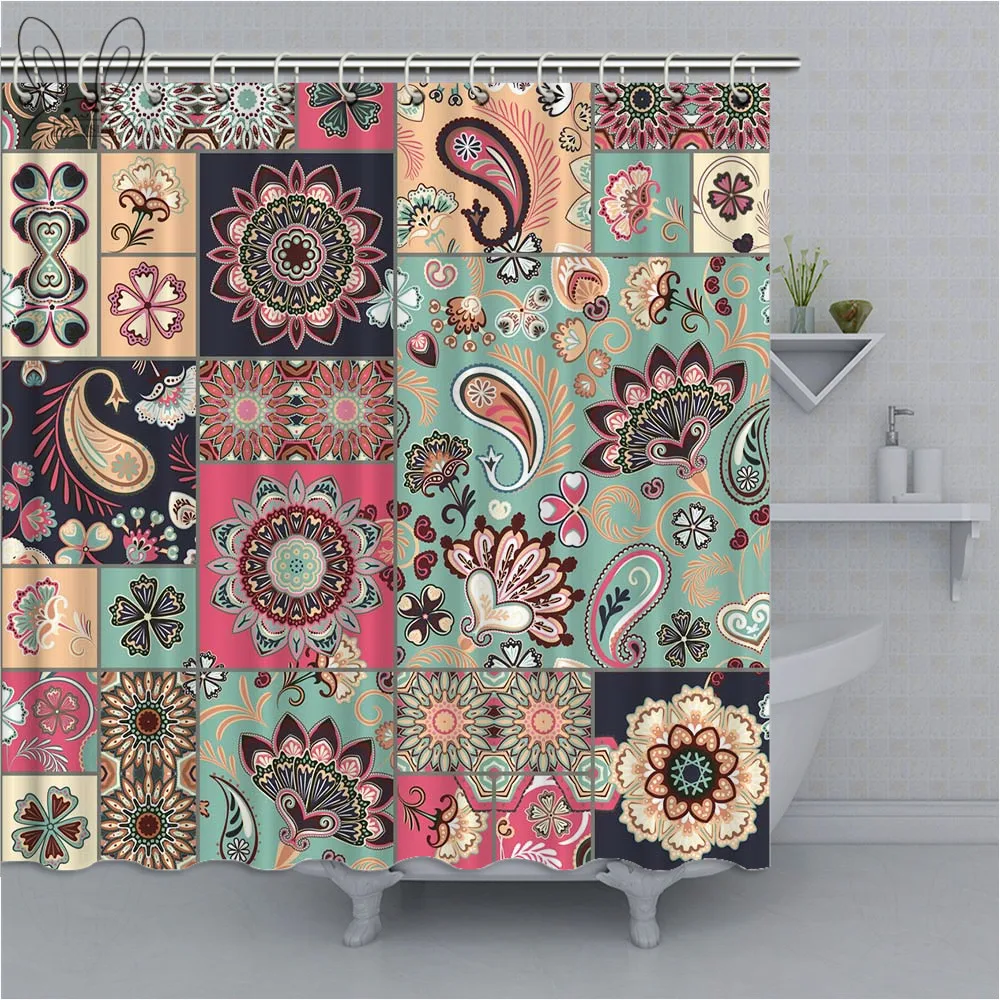 Индийская мандала занавеска для душа цветная Цветочная ванной
